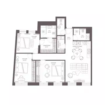 3-к кв. Москва ул. Александра Солженицына, 23Б (104.2 м)