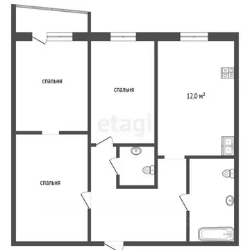 3-к кв. Тюменская область, Тюмень ул. Домостроителей, 16 (59.0 м)