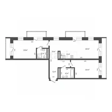 2-к кв. Тюменская область, Тюмень Причальная ул., 7 (75.0 м)