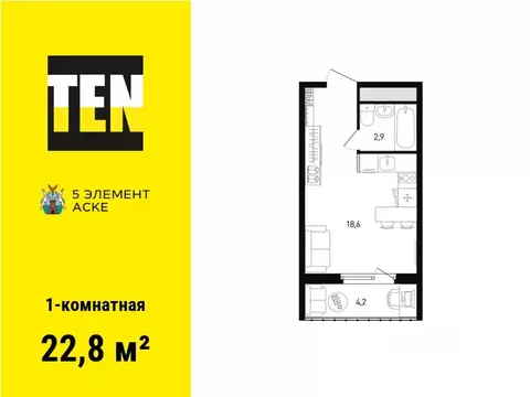 1-к кв. Ростовская область, Ростов-на-Дону просп. Солженицына, 13/7 ...