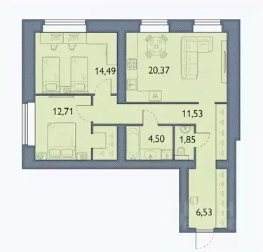 2-к кв. Брянская область, Брянский район, пос. Мичуринский, ...