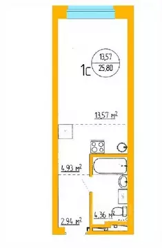 1-к кв. Башкортостан, Уфа ул. Аксакова, 79 (26.84 м)