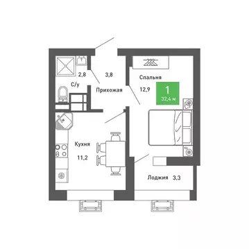 1-к кв. Воронежская область, Воронеж Ключи мкр, Ключи-клаб жилой ...