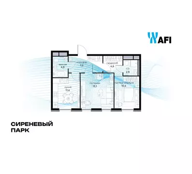 2-комнатная квартира: Москва, ВАО, район Метрогородок, ЖК Сиреневый ...