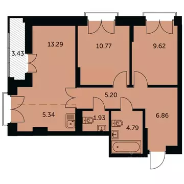 3-к кв. Новосибирская область, Новосибирск ул. Шевченко, 19/1к3 (59.52 ...