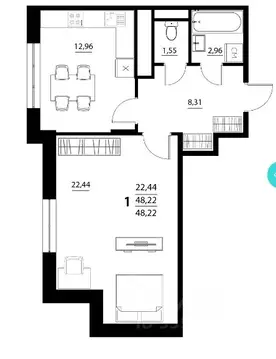 1-к кв. Белгородская область, Белгородский район, Дубовское с/пос, с. ...