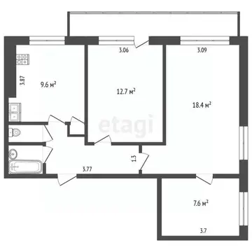 3-к кв. Самарская область, Самара просп. Кирова, 367 (58.0 м)