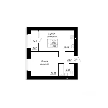 1-к кв. Башкортостан, Стерлитамак Прибрежный мкр,  (41.28 м)