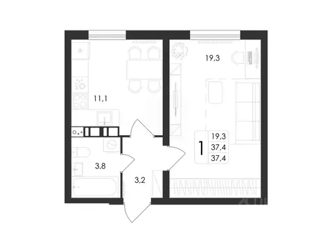 1-к кв. Воронежская область, Рамонский район, с. Ямное Счастье жилой ...