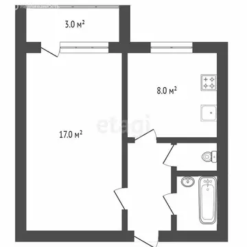 1-комнатная квартира: Челябинск, улица Кузнецова, 15 (34 м)