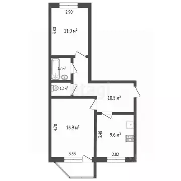 2-к кв. Ямало-Ненецкий АО, Новый Уренгой ул. 26-го съезда КПСС, 4А ...