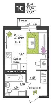 Студия Пермский край, Пермь Верхне-Вишерская ул., 40 (23.97 м)
