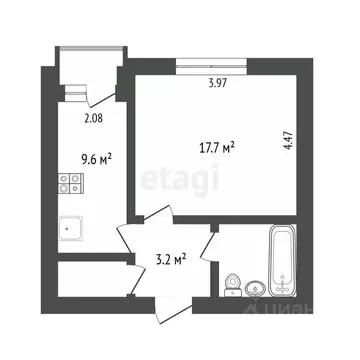 1-к кв. Вологодская область, Вологда Ленинградская ул., 68 (35.7 м)