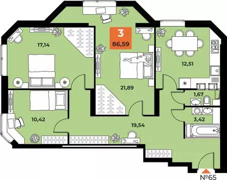 3-к кв. Самарская область, Самара просп. Карла Маркса, 231Б (85.5 м)