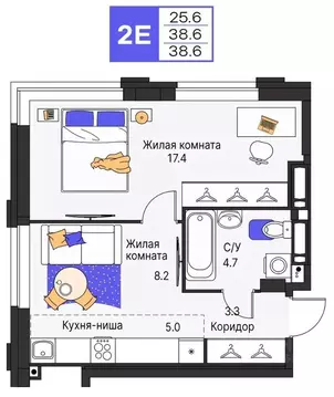 2-к кв. Пермский край, Пермь ул. Карла Модераха, 7 (38.6 м)