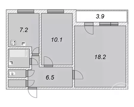 2-к кв. Санкт-Петербург просп. Косыгина, 9к4 (46.0 м)