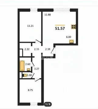 2-к кв. Челябинская область, Челябинск Нефтебазовая ул., 22 (53.0 м)