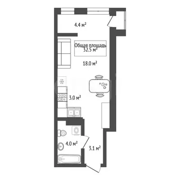 2-комнатная квартира: Новосибирск, Нарымская улица, 4 (43 м)