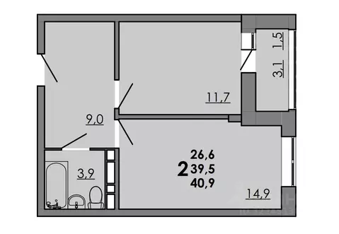 2-к кв. Ростовская область, Ростов-на-Дону Левенцовский мкр,  (40.9 м)