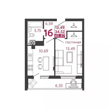 1-к кв. Пензенская область, Пенза ул. Высокая, 20 (40.87 м)