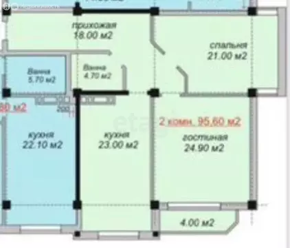 2-комнатная квартира: Махачкала, улица Абдулхамида Юсупова, 15 (95.6 ...