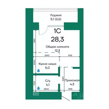 1-к кв. Алтайский край, Барнаул Просторная ул., 390к2 (28.3 м)