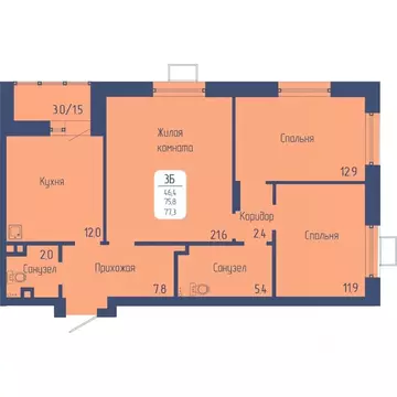 3-к кв. Красноярский край, Красноярск Свободный просп. (77.3 м)