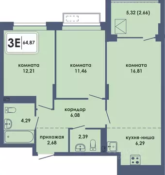3-к кв. Пермский край, Пермь Камская Долина мкр, Аксиома жилой ...
