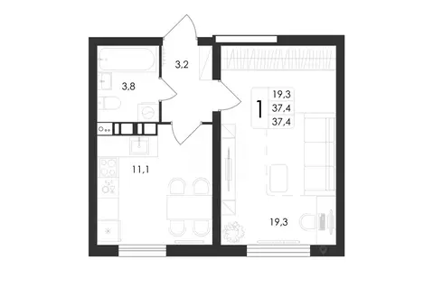 1-к кв. Воронежская область, Рамонский район, с. Ямное Счастье жилой ...