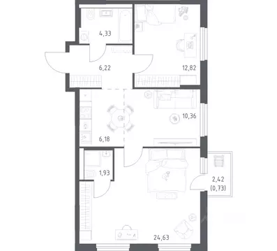 2-к кв. Башкортостан, Уфа ул. Минигали Губайдуллина, 8к9 (67.2 м)