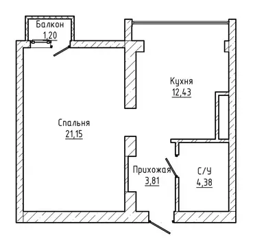 1-комнатная квартира: Нальчик, улица Тарчокова, 125Б (42 м)