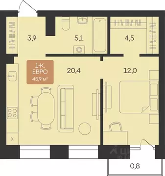 1-к кв. Ямало-Ненецкий АО, Новый Уренгой Созидателей мкр, Атмосфера. ...