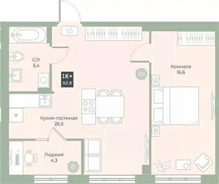 1-к кв. Курганская область, Курган Заозерный жилрайон, 6А мкр, ул. ...