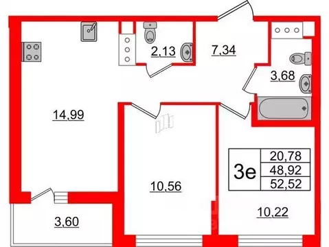 2-к кв. Ленинградская область, Всеволожский район, пос. Бугры ул. ...
