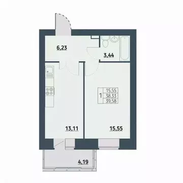 1-к кв. Красноярский край, Красноярск ул. Светлова, 12 (39.4 м)