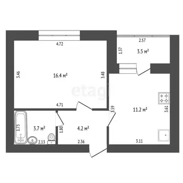 1-комнатная квартира: Мариинский, микрорайон Лазурный, Лазурная улица, ...