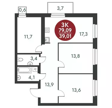 3-к кв. Новосибирская область, Новосибирск Скандинавские Кварталы ...