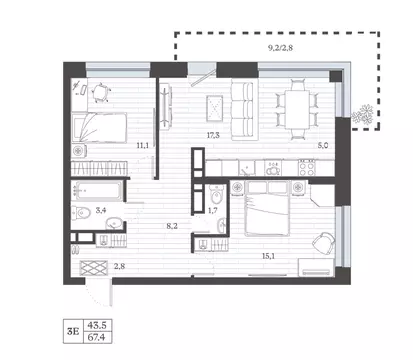 3-к кв. Дагестан, Дербент ул. Сальмана (65.99 м)