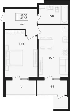 1-к кв. Брянская область, Брянский район, Снежское с/пос, пос. Путевка ...