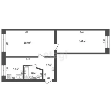 2-комнатная квартира: Стерлитамак, Локомотивная улица, 8 (44.4 м)