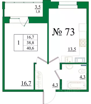 1-к кв. Ленинградская область, Гатчина Красносельское ш., 4А (40.6 м)