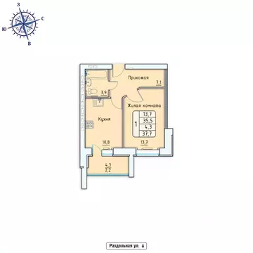 1-к кв. Орловская область, Орловский муниципальный округ, д. Коневка ...