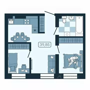 2-к кв. Приморский край, Владивосток ул. Борисенко, 100Кс1 (39.85 м)