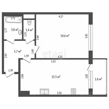 1-к кв. Мордовия, Саранск Солнечная ул., 15А (40.0 м)