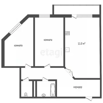 2-к кв. Тюменская область, Тюмень ул. Василия Гольцова, 3 (54.9 м)