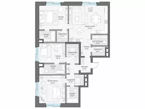 3-комнатная квартира: Москва, ЦАО, Тверской район, ЖК Ильинка 3/8 ...