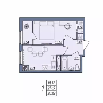 1-к кв. Волгоградская область, Волгоград ул. Тракторостроителей, 31/1 ...