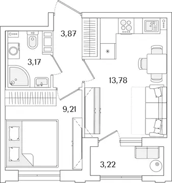 1-к кв. Санкт-Петербург Гранат жилой комплекс (31.67 м)