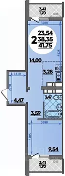 2-к кв. Ростовская область, Ростов-на-Дону ул. Костенко, 12 (41.75 м)