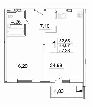 1-к кв. Самарская область, Самара ул. Дыбенко, 5 (57.29 м)